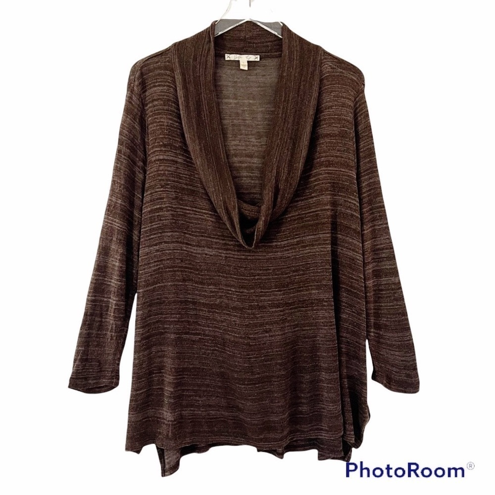 Soft by Joie Slouchy Cowl-neck Long Sleeve Sweater inl Heathered Brown Sz. Large